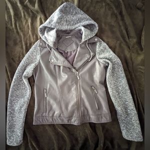 Asymmetrical Faux Leather Cotton Jacket